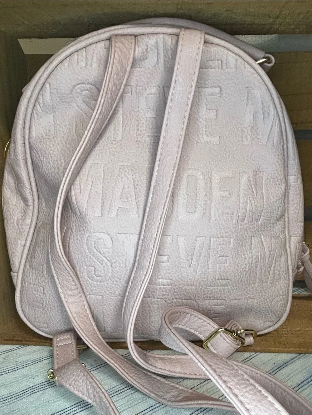STEVE MADDEN ALL OVER LOGO FAUX LEATHER BACKPACK